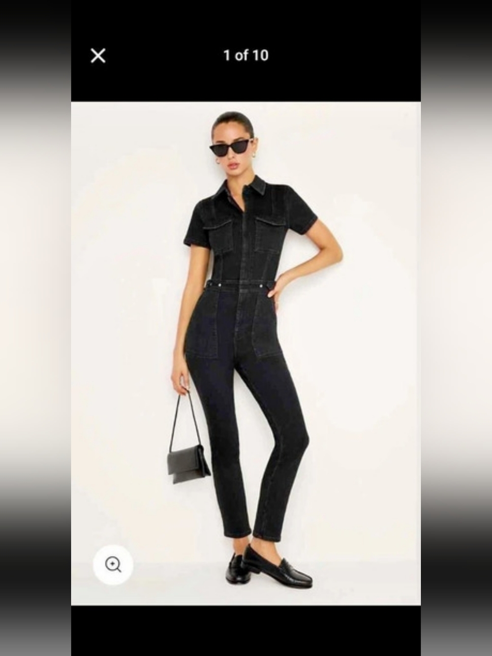 Good American Black Denim Jumpsuit Coveralls